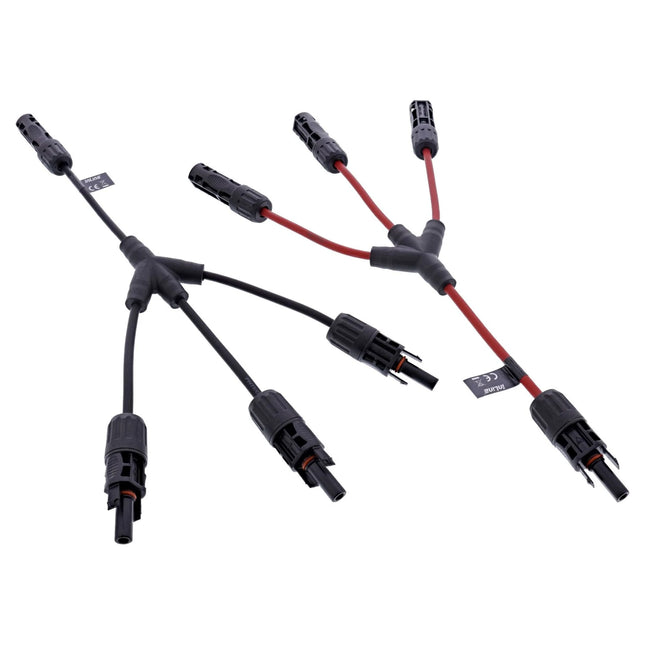 36 cm Solar Y-splitter kabelset 3-weg – zwart/rood