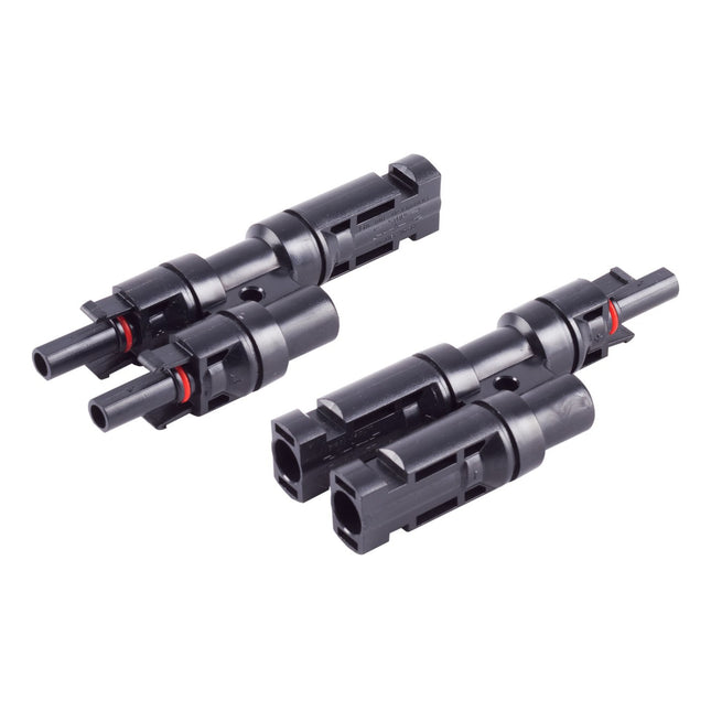 Solar PV T-adapterset – 1 naar 2 – IP67 – 1500 V – zwart