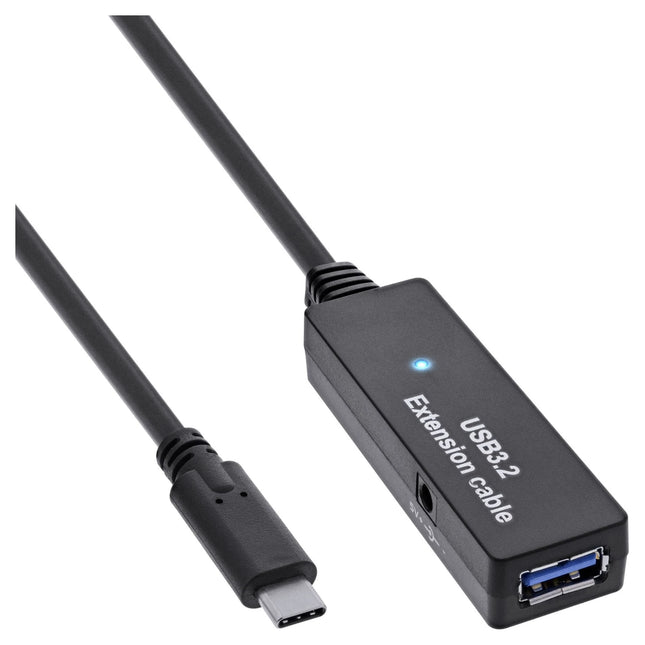 5 meter USB-C naar USB-A actieve verlengkabel – USB 3.0 - Zwart