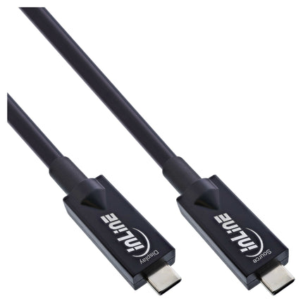 15 meter USB 3.2 Gen.2 AOC-kabel – USB-C naar USB-C – Glasvezel hybride – 10 Gb/s - Zwart