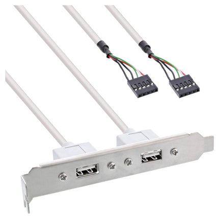 30 cm Slotplaatje met 2x USB 2.0 poorten – 2x USB-A vrouwelijk naar 2x 5-pins interne header