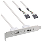 30 cm Slotplaatje met 2x USB 2.0 poorten – 2x USB-A vrouwelijk naar 2x 5-pins interne header