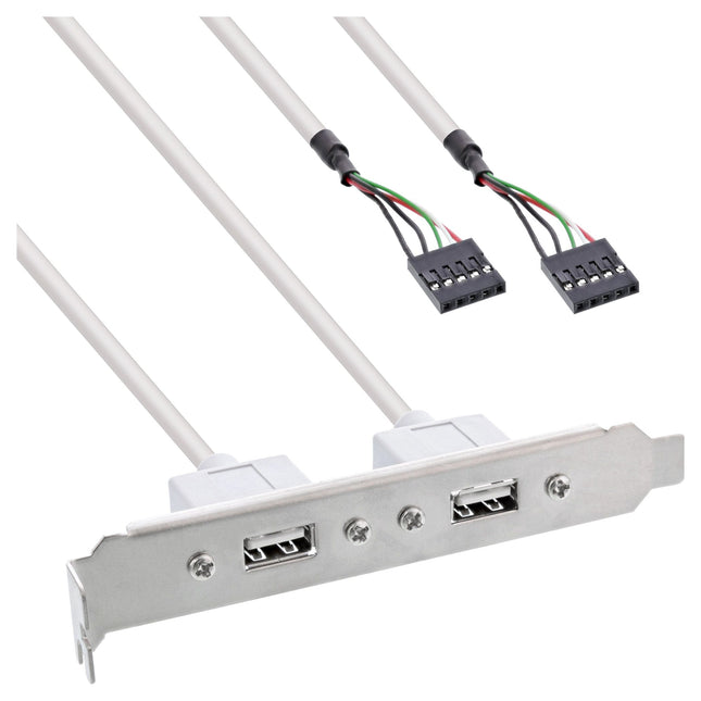 30 cm Slotplaatje met 2x USB 2.0 poorten – 2x USB-A vrouwelijk naar 2x 5-pins interne header