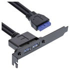 50 cm - Slot-beugel 2x USB 3.2 Gen.1 A-vrouwelijk / interne 19-pins moederbordconnector - zwart