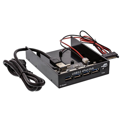 4-poorts USB 3.0 paneelhub voor 3,5" floppy-sleuf – zwart
