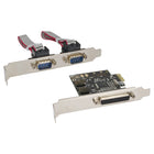 PCIe uitbreidingskaart met 2x RS232 en 1x parallelle DB25 LPT-poort