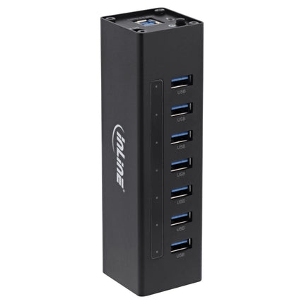 1 meter - USB hub – 7 poorten – USB 3.2 Gen.1 – met externe 12V voeding – zwart