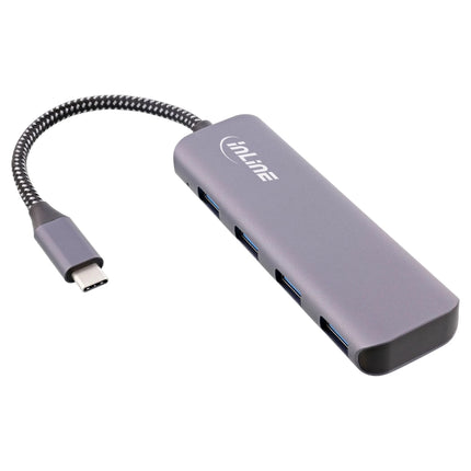 USB 3.2 hub – USB-C naar 4x USB-A – 10 Gb/s – aluminium – grijs