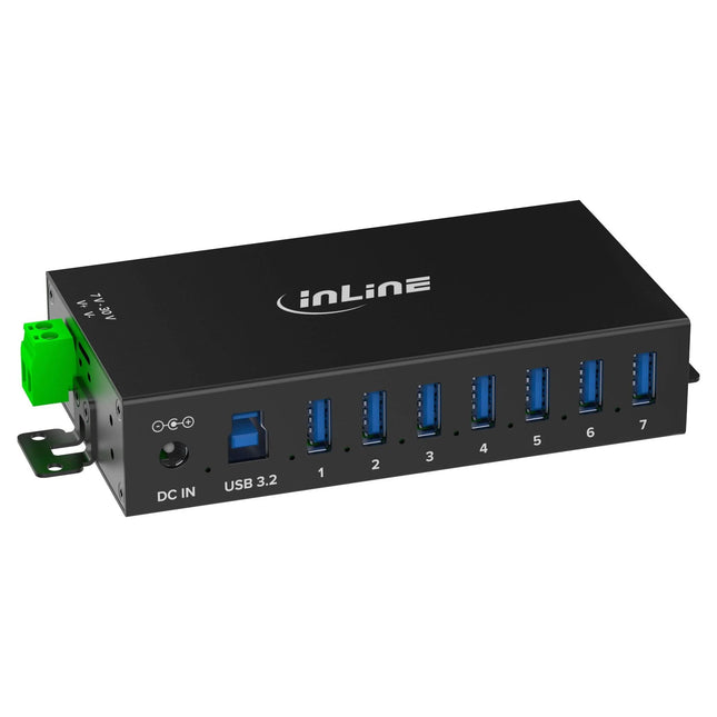 Industriële USB 3.2 Gen.1 hub – 7x USB-A – 5 Gb/s – aluminium – 48W voeding