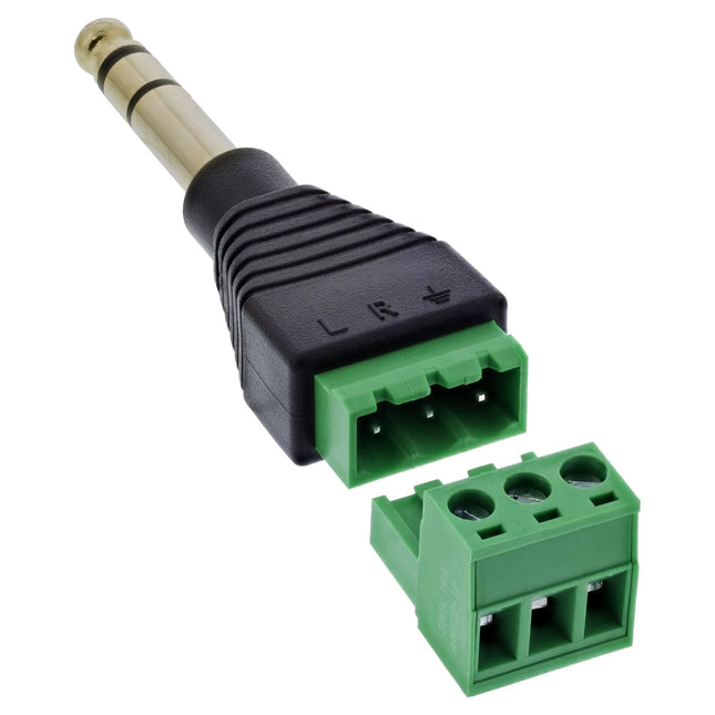 Adapter 6,35 mm jackplug (TRS) naar 3-polig aansluitblok – stereo