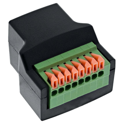 RJ45 contactdoos naar 8-polig aansluitblok – insteekklem