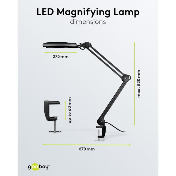 LED-Loeplamp met Tafelklem – 8 W – 1,75x Vergroting – Zwart