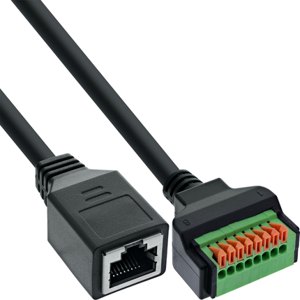 15 cm RJ45 aansluitblok – contactdoos naar insteekklem – Cat.5e - zwart