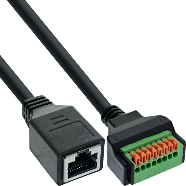15 cm RJ45 aansluitblok – contactdoos naar insteekklem – Cat.5e - zwart