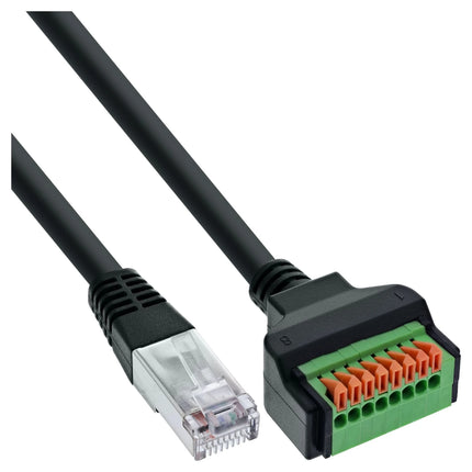 15 cm RJ45 aansluitblok – stekker naar insteekklem – Cat.5e - zwart