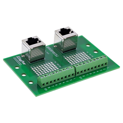 RJ45 aansluitblok – 2x RJ45 contactdoos – voor DIN-rail