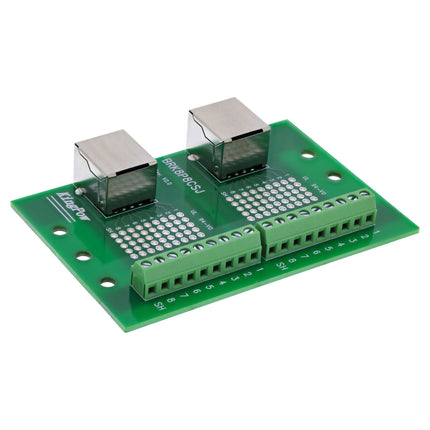 RJ45 aansluitblok – 2x RJ45 contactdoos – recht – voor DIN-rail