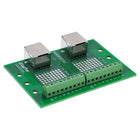 RJ45 aansluitblok – 2x RJ45 contactdoos – recht – voor DIN-rail