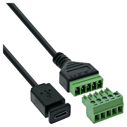 Micro USB aansluitblok – Micro USB contactdoos naar 5-polige schroefklem – inclusief 1 meter kabel