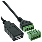 USB-A aansluitblok – USB-A aansluiting naar 5-polige schroefklem – inclusief 1 meter kabel