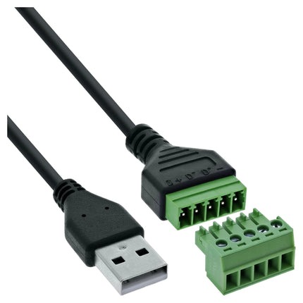 USB-A aansluitblok – USB-A stekker naar 5-polige schroefklem – inclusief 1 meter kabel