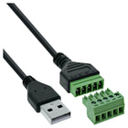 USB-A aansluitblok – USB-A stekker naar 5-polige schroefklem – inclusief 1 meter kabel