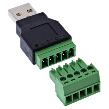 USB-A aansluitblok – USB-A stekker naar 5-polige schroefklem – zonder kabel