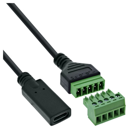 USB-C aansluitblok – USB-C aansluiting naar 5-polige schroefklem – inclusief 1 meter kabel