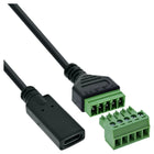USB-C aansluitblok – USB-C aansluiting naar 5-polige schroefklem – inclusief 1 meter kabel