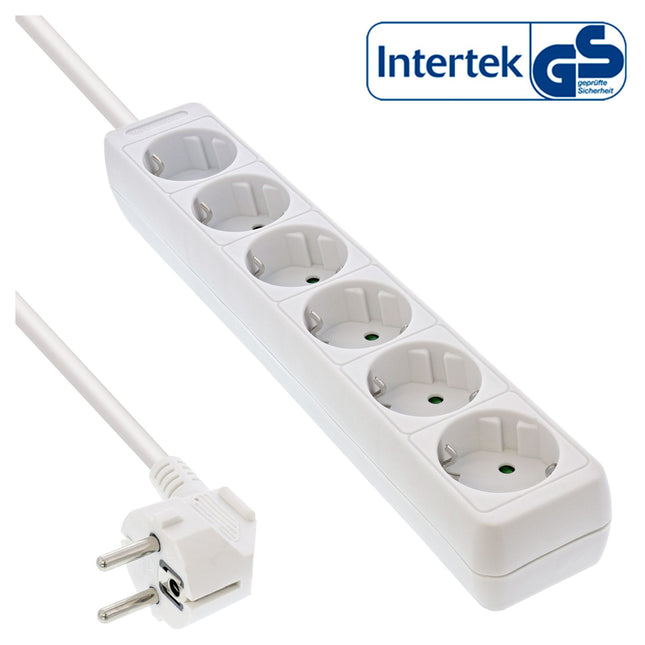 1,5 meter Stekkerdoos met 6 contacten - wit