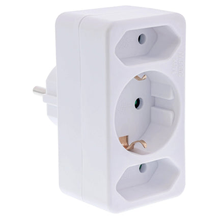 Wandcontactdoosadapter – 2x Euro + 1x Schuko - wit