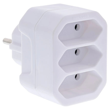 Stopcontactadapter – geaarde stekker naar 3x Euro-stopcontact - wit