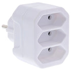 Stopcontactadapter – geaarde stekker naar 3x Euro-stopcontact - wit
