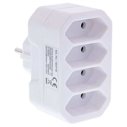 Stopcontactadapter – geaarde stekker naar 4x Euro-stopcontact - wit