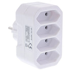 Stopcontactadapter – geaarde stekker naar 4x Euro-stopcontact - wit