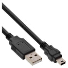 30 cm USB 2.0 Mini-kabel – USB-A naar Mini USB-B 5-pins – zwart