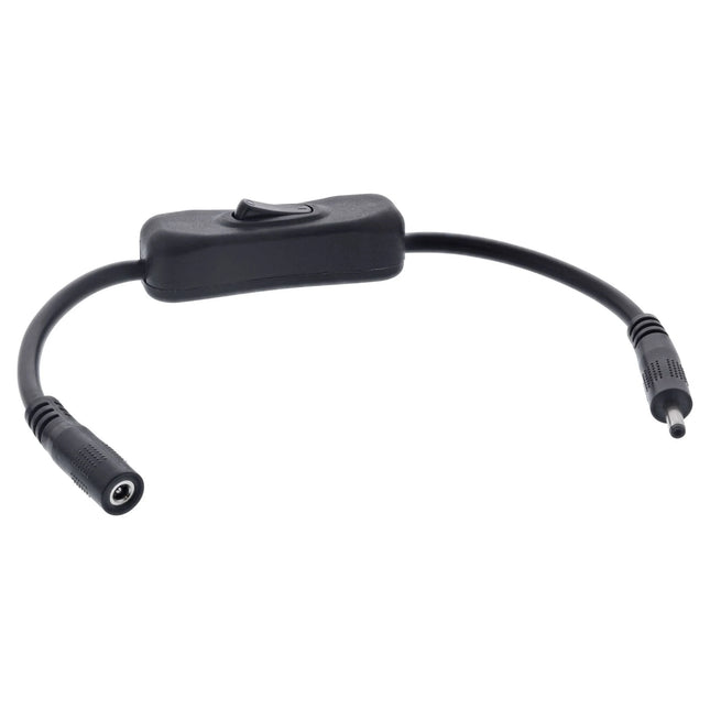 20 cm DC-kabel met schakelaar 3,5 x 1,35 mm – zwart