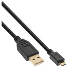 50 cm Micro-USB 2.0 kabel – USB-A (M) naar Micro-B (M) – vergulde contacten - zwart
