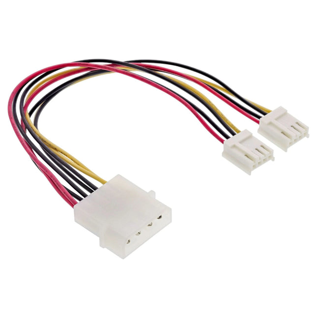 20 cm Interne voedings-Y-kabel Molex 5,25" naar 2× 3,5" Floppy