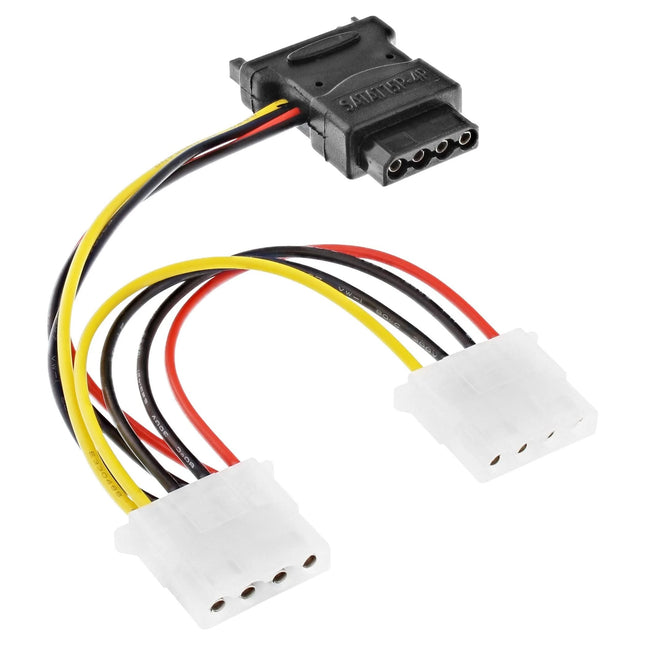 15 cm SATA-voedingskabel – SATA (mannelijk) naar 3× Molex (vrouwelijk) splitter