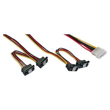 4-pins Molex naar 4x SATA-voedingssplitter Y-kabel (40 cm + 55 cm, haaks)