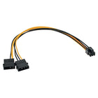 25 cm 2x 4-pins Molex naar 6-pins PCIe voedingsadapter