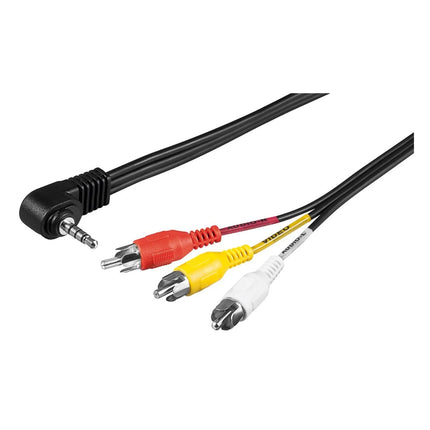 1,5 meter 3,5 mm Jack 4-polig haaks naar 3x RCA composiet audio/video kabel - zwart