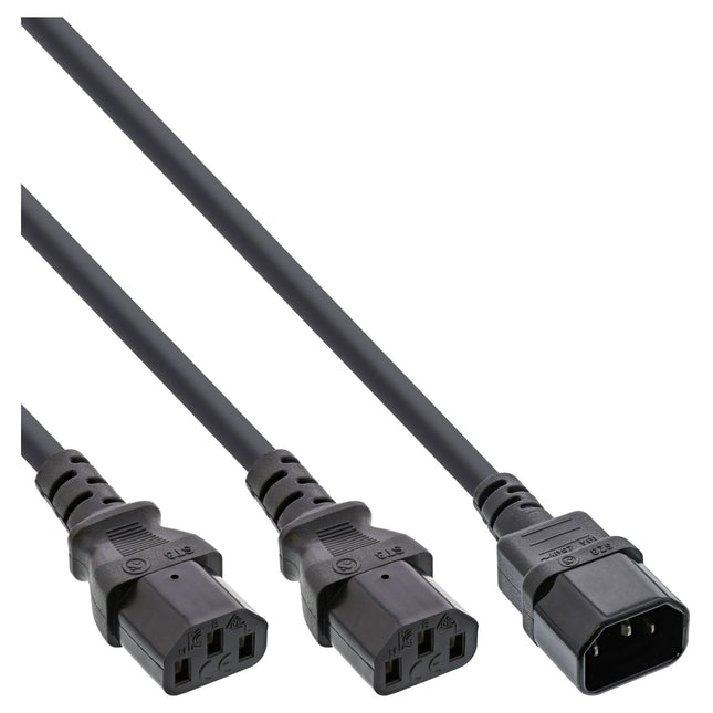 1 ,8 meter IEC-C14 naar 2x IEC-C13 Y-stroomkabel – zwart