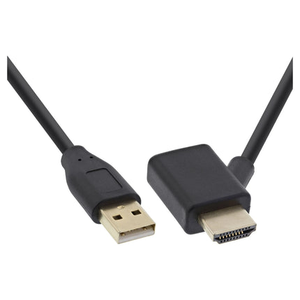50 cm HDMI-adapter M/V met USB-A-voedingsinjector - Zwart
