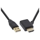 50 cm HDMI-adapter M/V met USB-A-voedingsinjector - Zwart