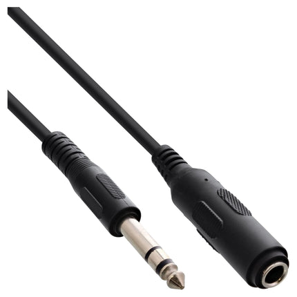 5 meter 6,3 mm jack stereo verlengkabel – mannelijk/vrouwelijk - zwart