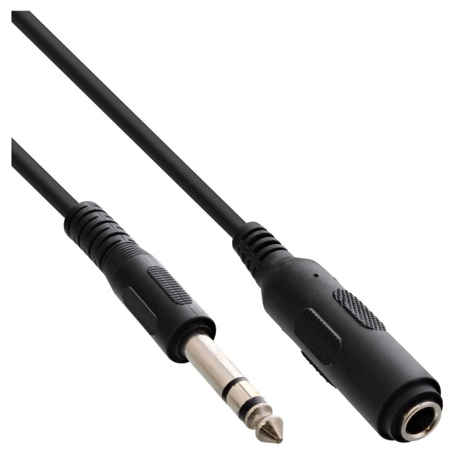 5 meter 6,3 mm jack stereo verlengkabel – mannelijk/vrouwelijk - zwart