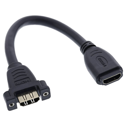 20 cm HDMI-adapterkabel Type A vrouwelijk/vrouwelijk met flens – verguld – 4K/60Hz - zwart