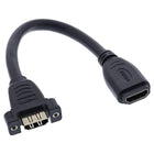 20 cm HDMI-adapterkabel Type A vrouwelijk/vrouwelijk met flens – verguld – 4K/60Hz - zwart